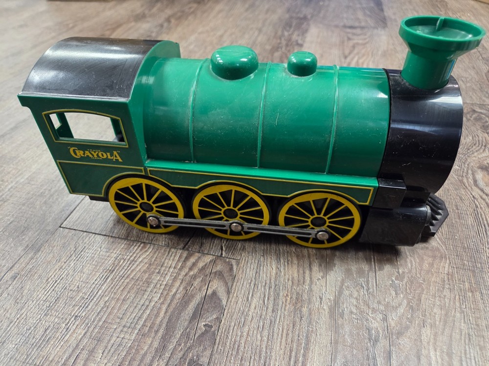 Vintage 1990s Crayola Color Line Train Crayon Holder 1993 Engine Green Toy