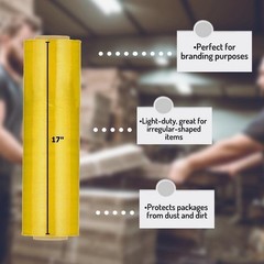 4 Rolls 17″x1476′ (34 Gauge) Pallet Bundling Hand Pre-Stretch Wrap Film, Yellow
