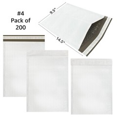 UOFFICE 200 Poly Bubble Mailer Bags 9.5×14.5″ #4 White Self-Sealing