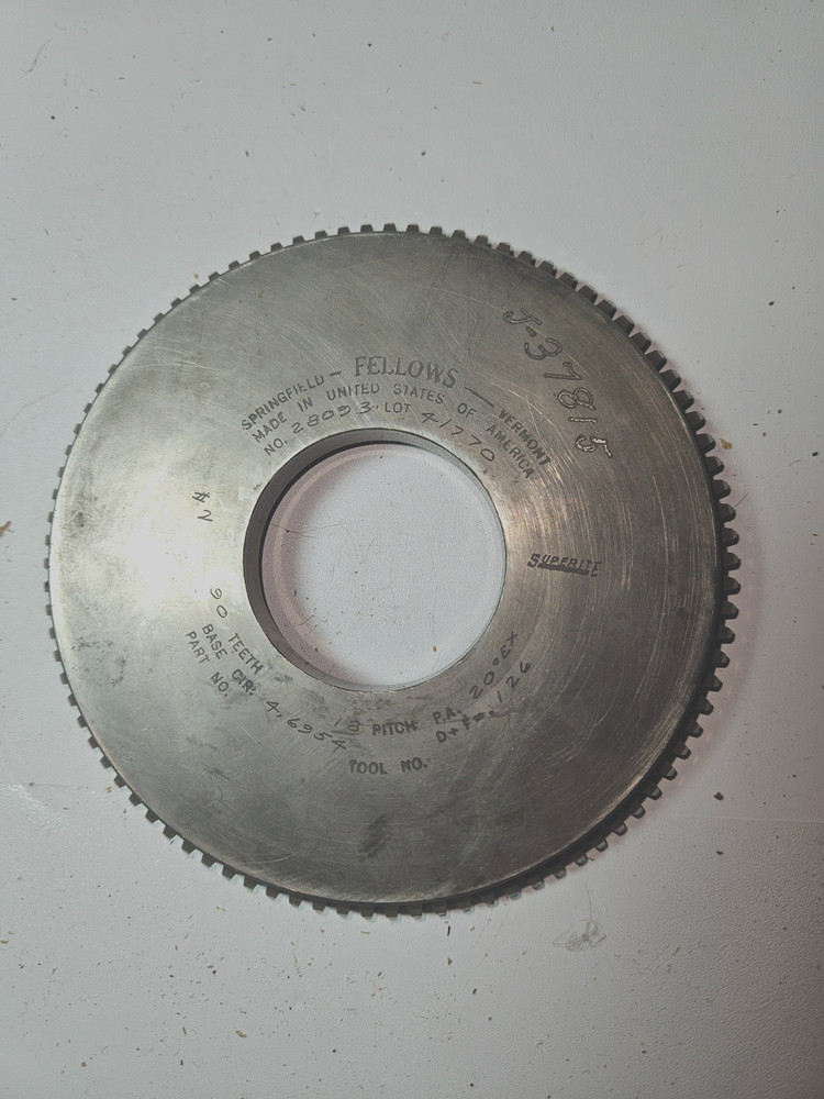 Fellows Gear Cutter #28093 90 T Base Cir. 4.6954 18 Pitch PA 20° D+F .126