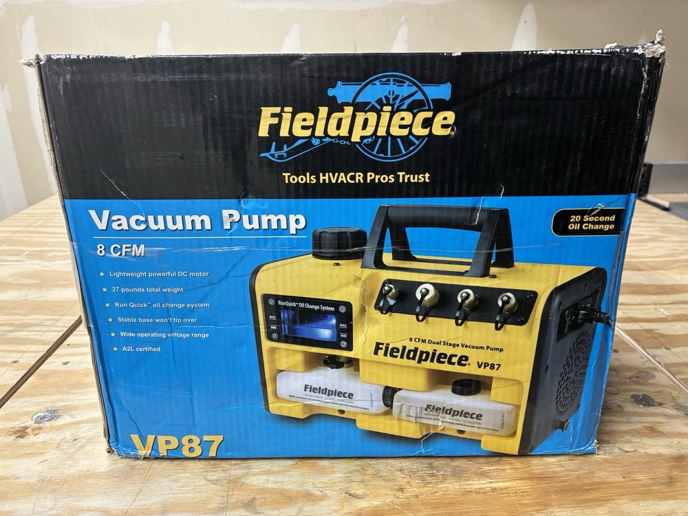 Fieldpiece VP87 8 CFM Dual Stage Vacuum Pump A2L Compatible NEW IN BOX