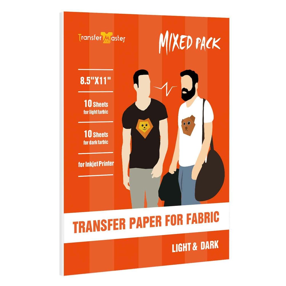 Inkjet Printable Heat Transfer Paper DARK LIGHT T-shirt Iron-on 20 Sheets 8.5×11