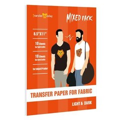 Inkjet Printable Heat Transfer Paper DARK LIGHT T-shirt Iron-on 20 Sheets 8.5×11