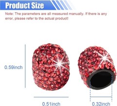 4PCS Crystal Rhinestone Tire Valve Caps, Handmade Dustproof Stem Co Color: Red