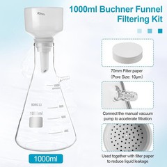 1000ml Lab Buchner Funnel Vacuum Filtering flask kit Hand Pump Vacuum Optional