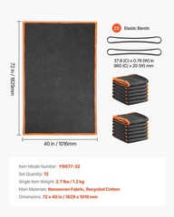 VEVOR 12 Pcs Moving Blankets 72 x 40 in Large Packing Blanket with Elastic Bands