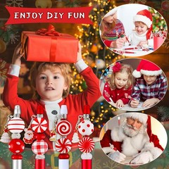 Fuutreo 12 Set 126 Pcs Christmas Beadable Pens Kit Silicone Plastic Wooden Be…