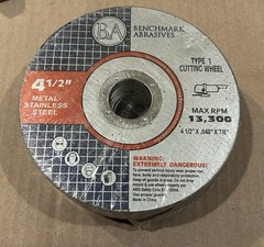 Benchmark Abrasives 4-1/2” Metal-Stainless Steel Type 1 Cutting Wheel 25 piece