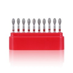 10Pcs AZDENT Dental Diamond Burs FG 379-023F FOOTBALL FINE RED Friction Grip Red