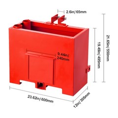 Ballast Box 3 Point Category 1 Tractor Quick Tach Hitch Counterweight Red
