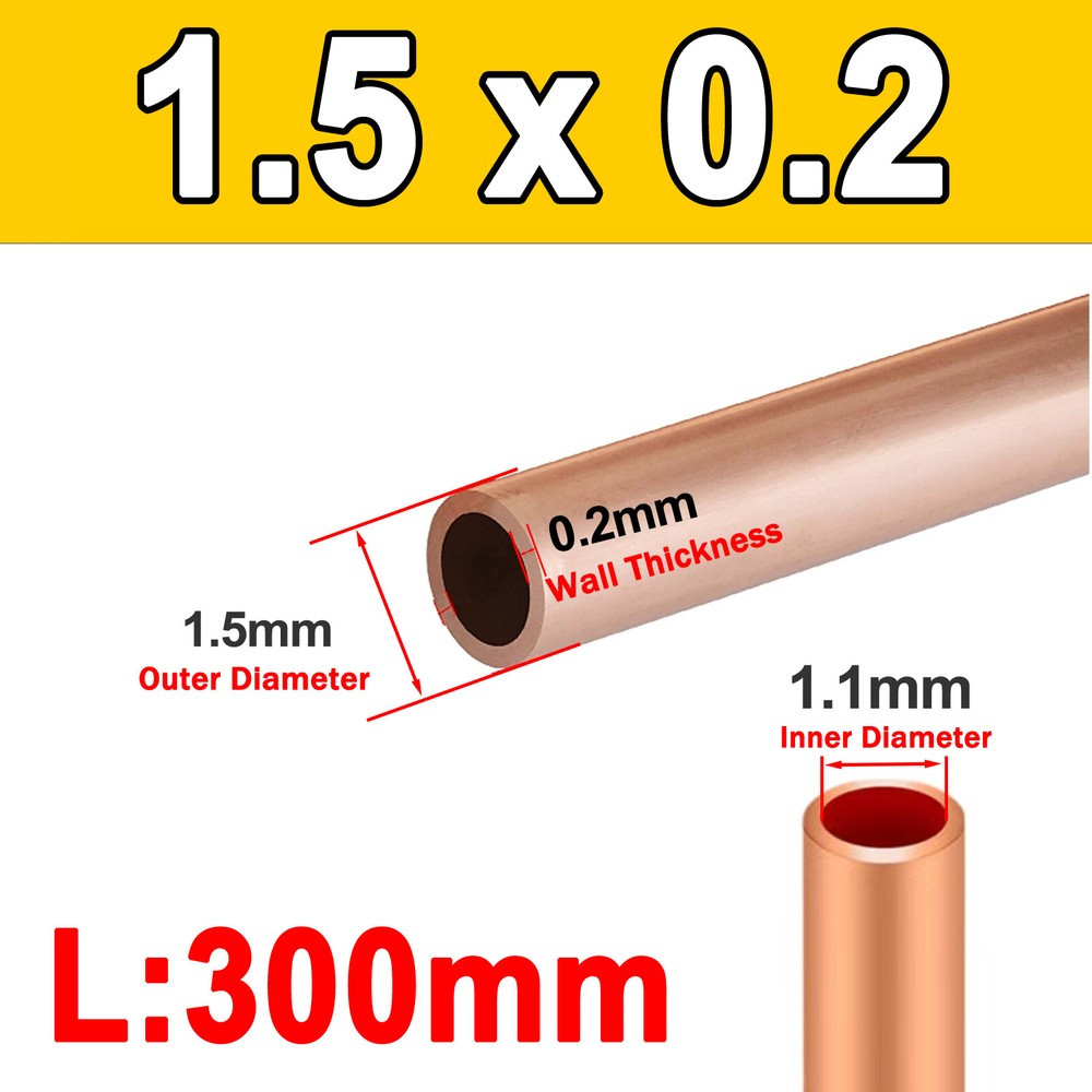 Brass Tube 1mm 2mm 3mm 4mm 5mm 6mm 7mm 8mm 9mm 10mm 11mm 12mm 13mm O.D. x 300mm