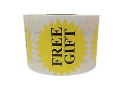 Yellow Free Gift Sticker (2″ Starburst) Thank You Appreciation Labels 500 PCS