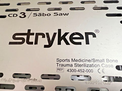 Stryker 4300-452-000 CD3 Sabo Saw Sports Medicine/Trauma Sterilization Case