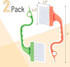 Window Track Cleaning Brush with Ergonomic Hande and Built-in Scraper, 2 Pack