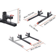 Uimoso 43 Inch 2000 lbs Clamp On Tractor Forks w/Adjustable Stabilizer Bar