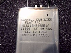 Cornell Dubilier Flat Pack MLS113M040EB1A, 11000 uF, 40VDC, -55C To 125C,