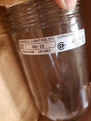 Lot Of 2 Hubbell VG-15, 100 Watt Size Clear Globe, 1205