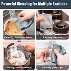 10 Pack Steel Wire Dishwashing Rags Double Layer Kitchen Cleaning Scrubbers