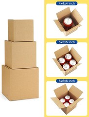 Assorted Shipping Boxes 45-Pack: 4X4X4 & 5X5X5 & 6X6X6 Brown Corrugated