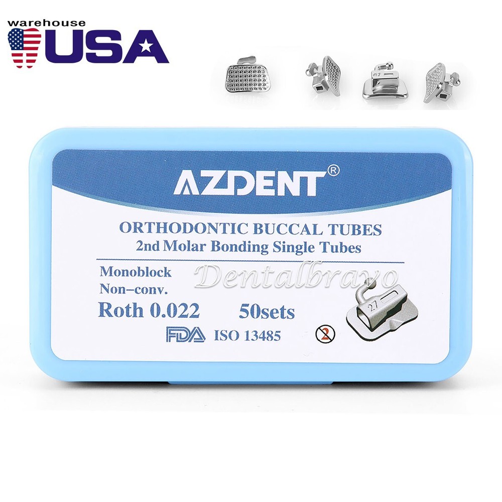 AZDENT Dental Orthodontic Buccal Tube 2nd Molar Roth.022 Bondable Non-Conv