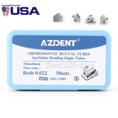 AZDENT Dental Orthodontic Buccal Tube 2nd Molar Roth.022 Bondable Non-Conv