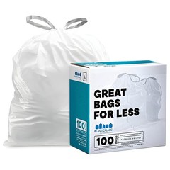 Plasticplace Custom Fit Trash Bags, Compatible 1 Count (Pack of 100), White