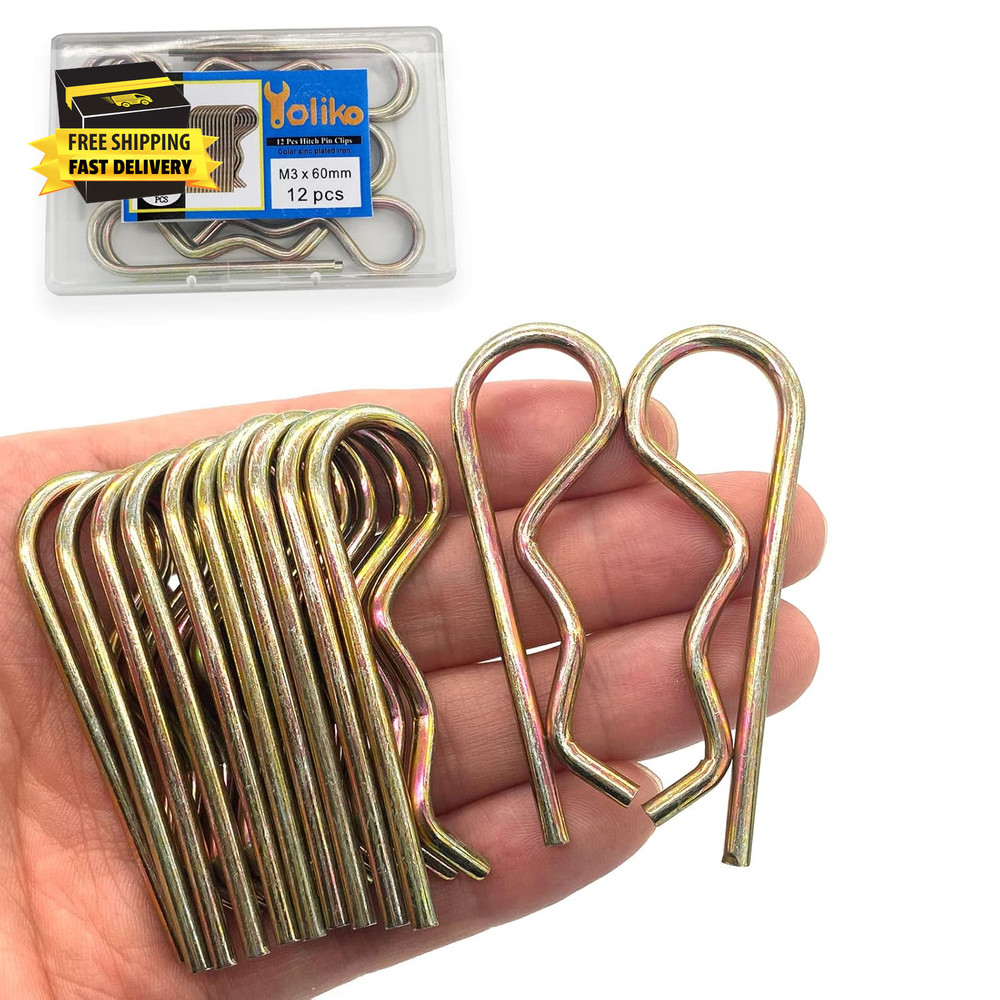 12 Pcs Heavy Duty Hitch Pins Clip R Clips Spring Retaining Wire Hair Pins Cotter