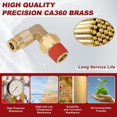 5/32″ Quick Push to Connect Fittings Brass 90 5/32″OD Ã— 1/8″NPT Thread, Gold