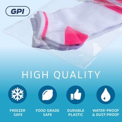 GPI – Case of 1000, 8 x 10 CLEAR SELF SEAL POLY BAGS, 1.5 Mil – Resealable, Peel