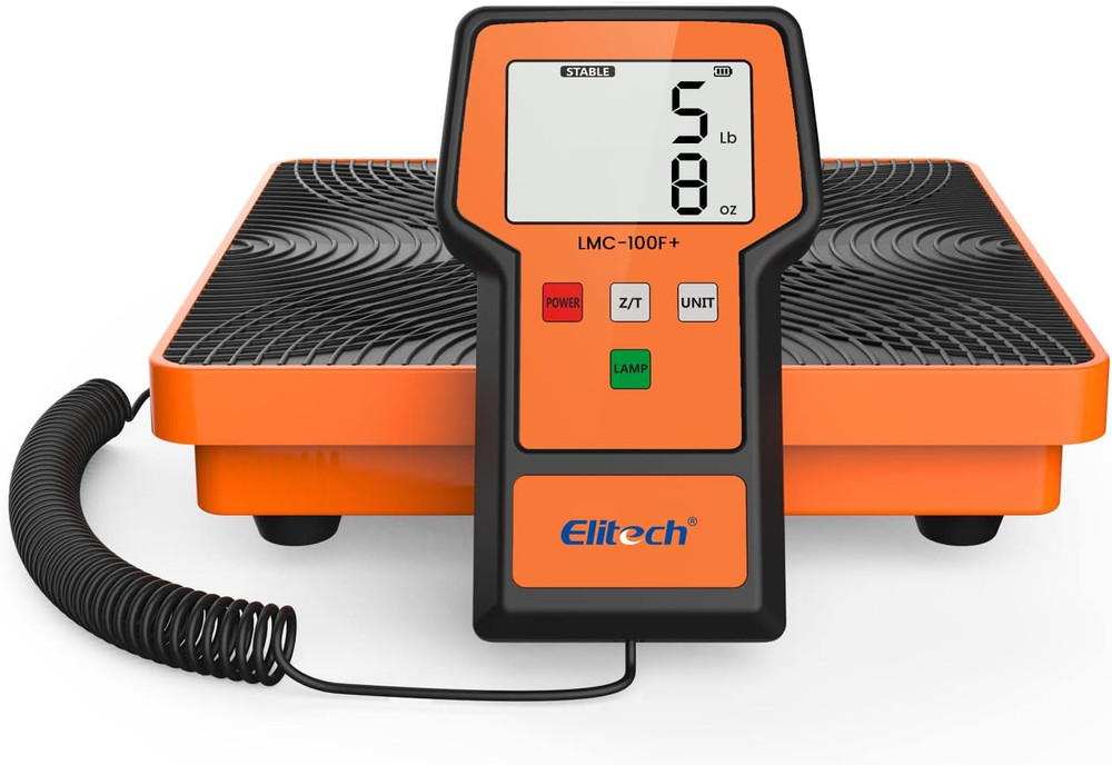 Elitech LMC-100F+ 110 lb Digital Refrigerant Charging Scale HVAC Freon w/ Case