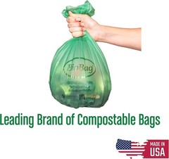 6-8 Gallon Compostable Trash Bags by BioBag, 45 Count, BPI Certified, Meets A…