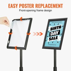 Aluminum Poster Stand 8.5x11in, Height-Adjustable, Rotatable, Waterproof PVC