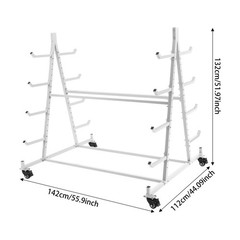 5-Tier Horizontal Material Rack, White Iron Pipe & Lumber Storage with 4 Wheels