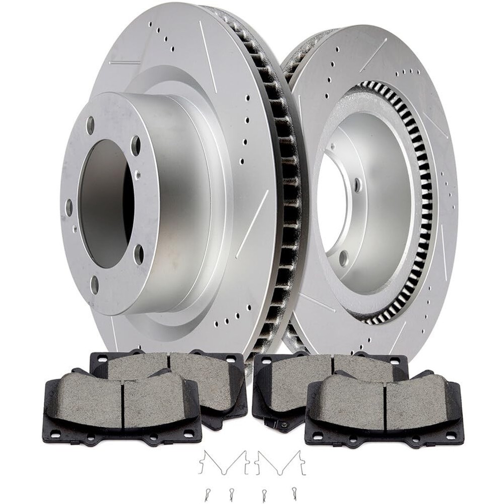 13.9 Front 5 Lug Vented Disc Rotors Ceramic Brake Pads For Lexus LX570 16-21