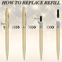 Fuutreo 50 Pack Gold Pens Bulk Metal Slim Ballpoint
