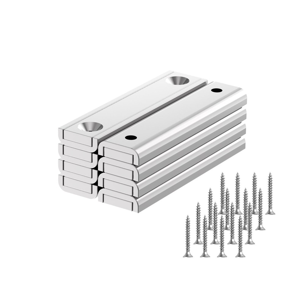 Neodymium Channel Magnets 100lbs 2.5 Inch 8 Pack Rectangular Countersunk Pot Bar
