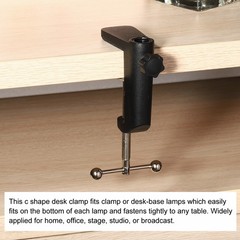 2Pcs 0.49″ Hole Dia. Universal C-Clamp Table Lamp Mic Arm Mount Desk Clamp Black