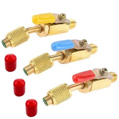 3PCS New Brass Air Conditioning Shut Valve Adapter 1/4″ SAE Male And Female