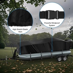 Pontoon Boat Cover 25-28ft, 1200D PU Heavy Duty Marine Grade Pontoon Cover wi…