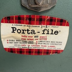 Vintage Porta File Box Metal File Storage Home Office Organizer Key Under Label!