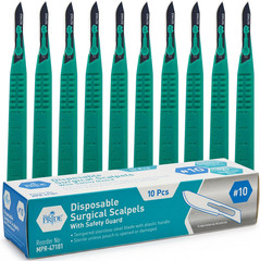 MED PRIDE Sterile Disposable Surgical Scalpels 10 Pack, Individually Wrapped Pro