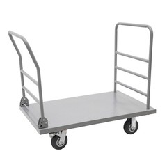 Platform Truck Cart, Heavy Duty Push Cart 2000LB with Detachable Rear Guardrail