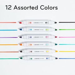 U 1 Count (Pack of 12), Black, Blue, Pink, Red, Green, Orange, Brown, Yellow