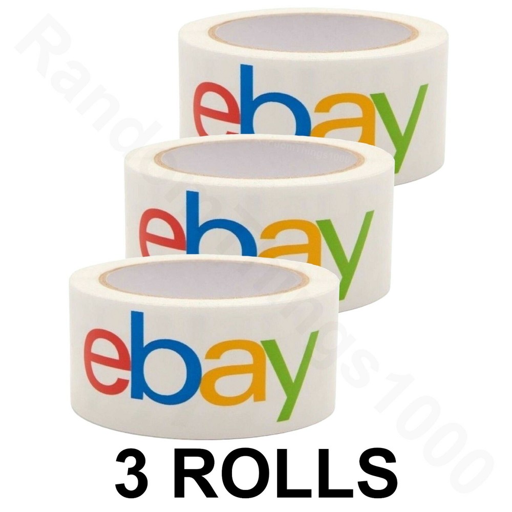 Packing Tape 3 Rolls Shipping Sealing Opaque White eBay Brand Color Logo