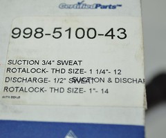 Copeland Scroll Precision RotaLock Suction & Discharge Valve Kit # 998-5100-43
