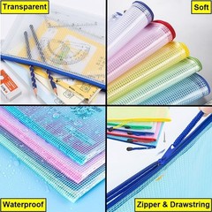 B6 Size Waterproof Mesh Pouch Set, 10 Multicolored Zipper Bags for Home & Office