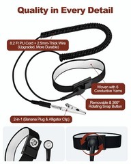 New 1PC Black Adjustable Anti Static Wrist Strap With Clip For Various Scenarios