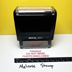 Fragile Do Not Bend Photo Enclosed Rubber Stamp Red Ink Ideal 4913