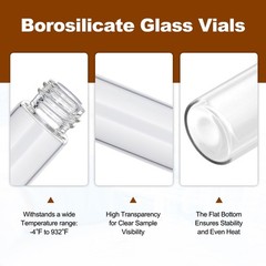 100 Pack 10ml Glass Vials with Screw Caps Clear Liquid Sample Vial Bottles