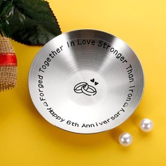 6 Year Anniversary Iron Gifts for Him Her Couples 6th Wedding small, Silver